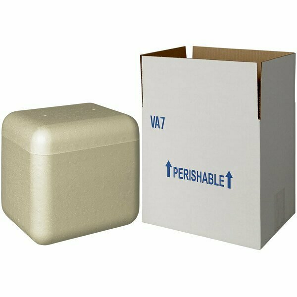 Plastilite Insulated Shipping Box with Biodegradable Cooler 7 5/8'' x 5 3/4'' x 7'' - 1 1/2'' Thick 451RVA7CPLT